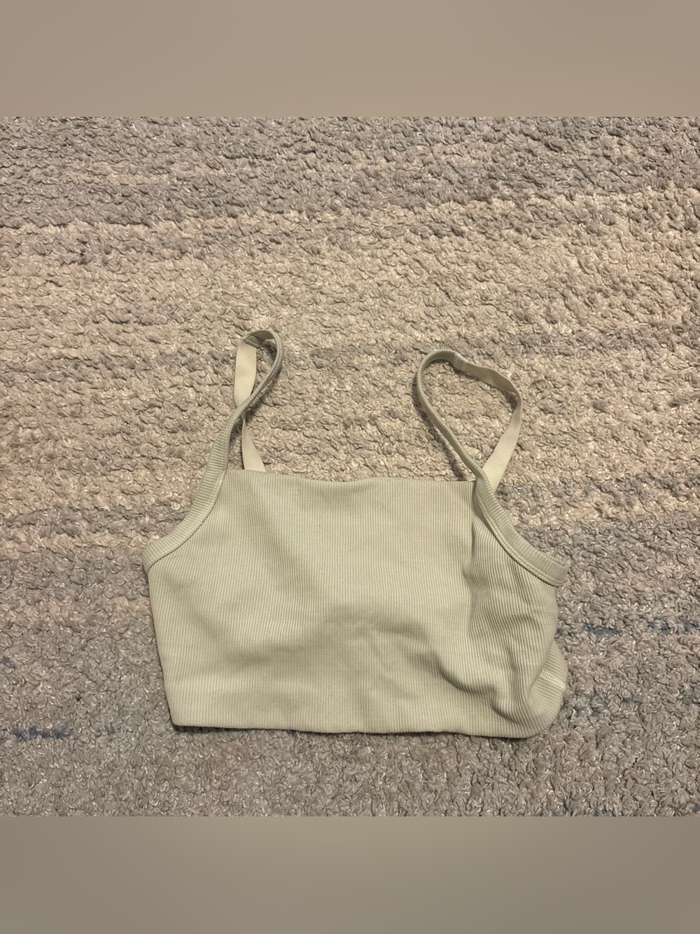 OFFLINE by Aerie Seamless Ribbed Medium Support Crop Sports Bra Top - Sage Green